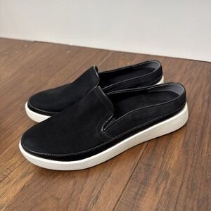 Vionic Suede Leather Slip-On Mules Effortless Shoes Women 7 Black Comfort Loafer